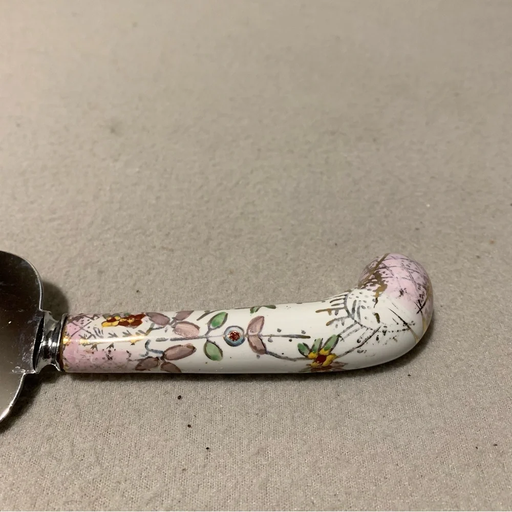 Sheffield England Pie Server Knife Porcelain Handle Vintage Stainless